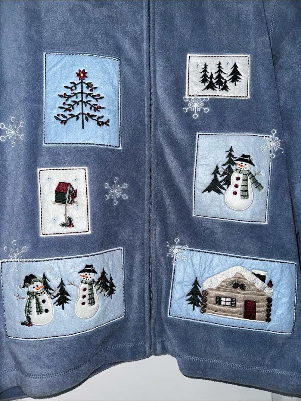 Croft & Barrow Women’s Winter Embroidered Patchwork Fleece Blue Jacket - Size 2X